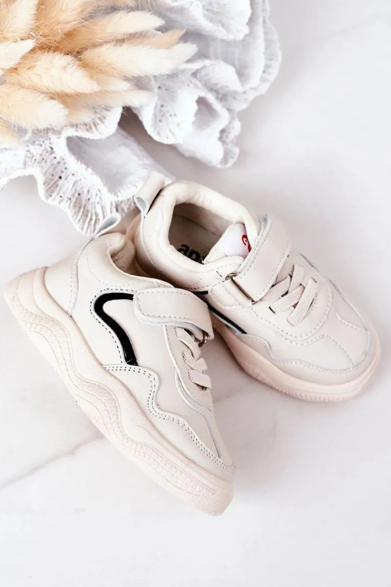 Discount Boto Dziecięce Sportowe Buty Sneakersy Beżowe Runner