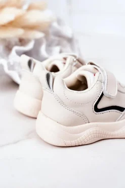 Discount Boto Dziecięce Sportowe Buty Sneakersy Beżowe Runner