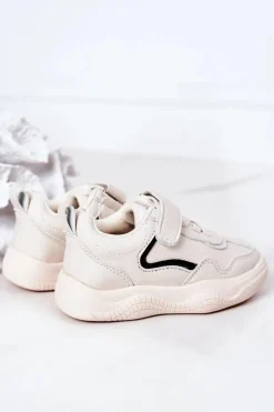 Discount Boto Dziecięce Sportowe Buty Sneakersy Beżowe Runner