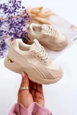 Hot Boto Dziecięce Sportowe Buty Sneakersy Beżowe Kizzie