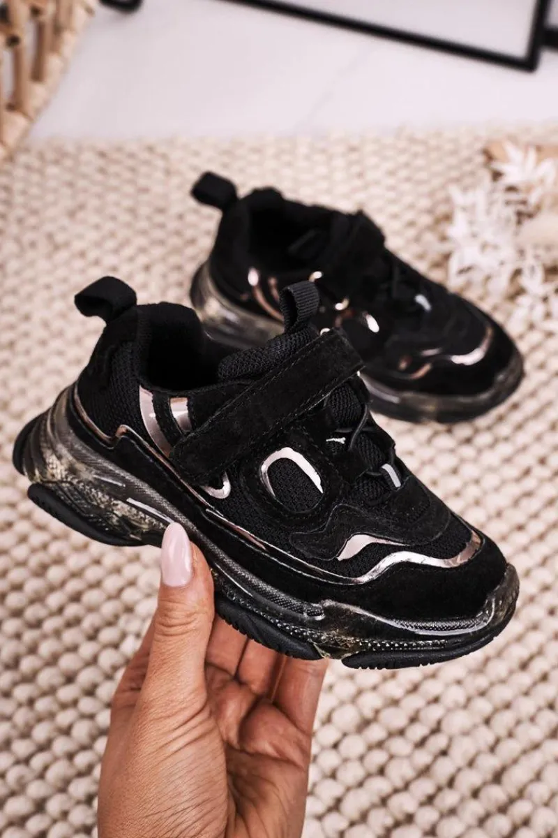 Dziewczęce>Boto Dziecięce Sportowe Buty Sneakersy Z Przezroczystą Podeszwą Czarne Bailey