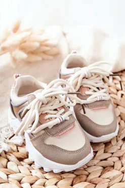 Dziecięce Sportowe Buty Sneakersy Beżowe Rommie Dzieci Dziewczęce