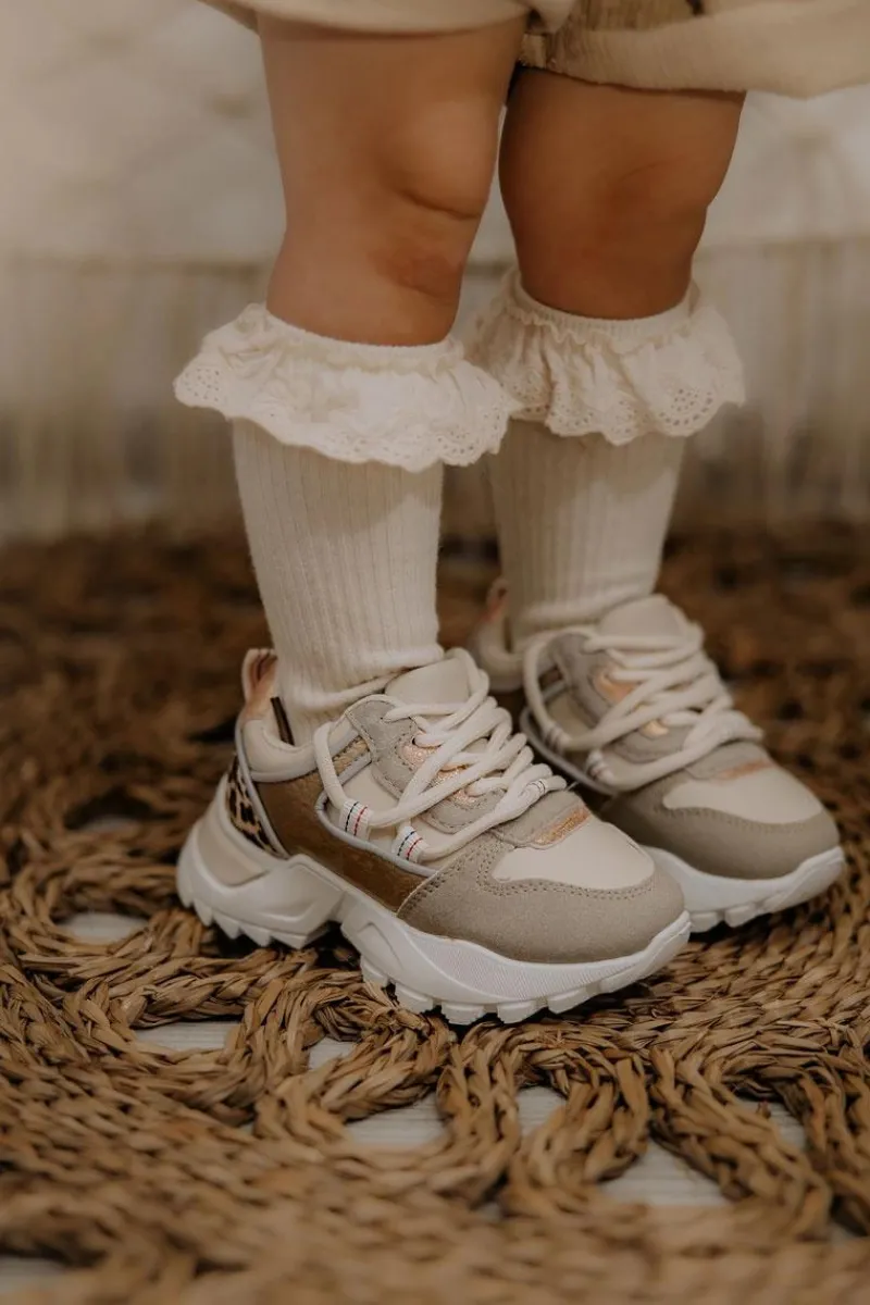 Dziecięce Sportowe Buty Sneakersy Beżowe Rommie Dzieci Dziewczęce