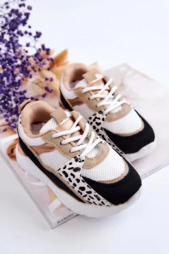 Outlet Dziecięce Sportowe Buty Sneakersy Biało-Czarne Kizzie Dzieci Dziewczęce