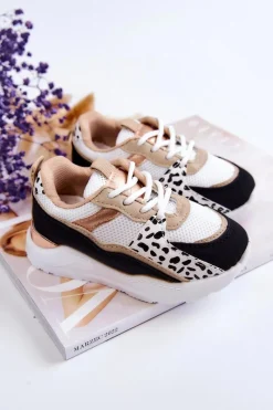 Outlet Dziecięce Sportowe Buty Sneakersy Biało-Czarne Kizzie Dzieci Dziewczęce