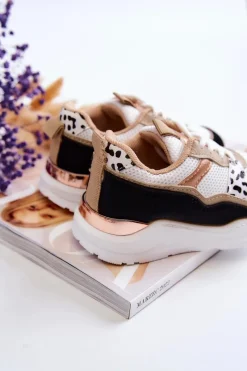 Outlet Dziecięce Sportowe Buty Sneakersy Biało-Czarne Kizzie Dzieci Dziewczęce