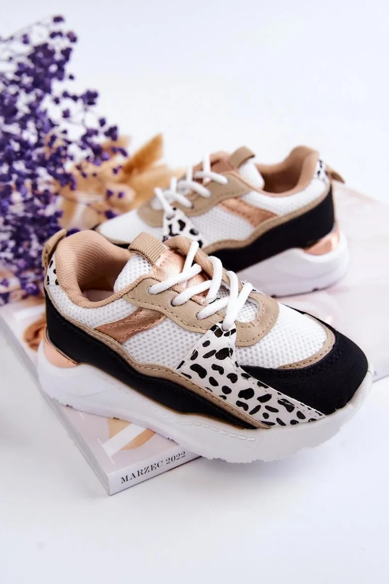 Outlet Dziecięce Sportowe Buty Sneakersy Biało-Czarne Kizzie Dzieci Dziewczęce