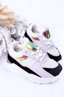 Dziecięce Sportowe Buty Sneakersy Czarno-Fioletowe Game Time Dzieci Dziewczęce