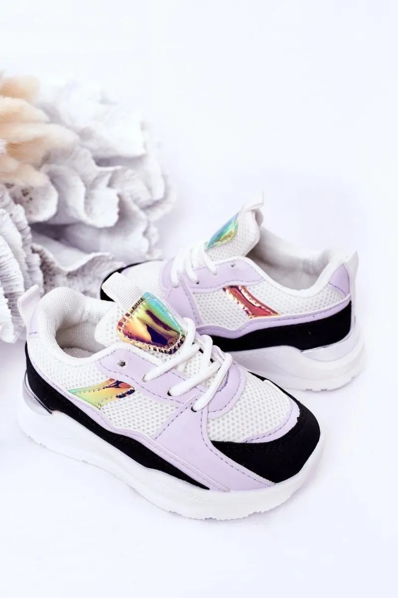 Dziecięce Sportowe Buty Sneakersy Czarno-Fioletowe Game Time Dzieci Dziewczęce