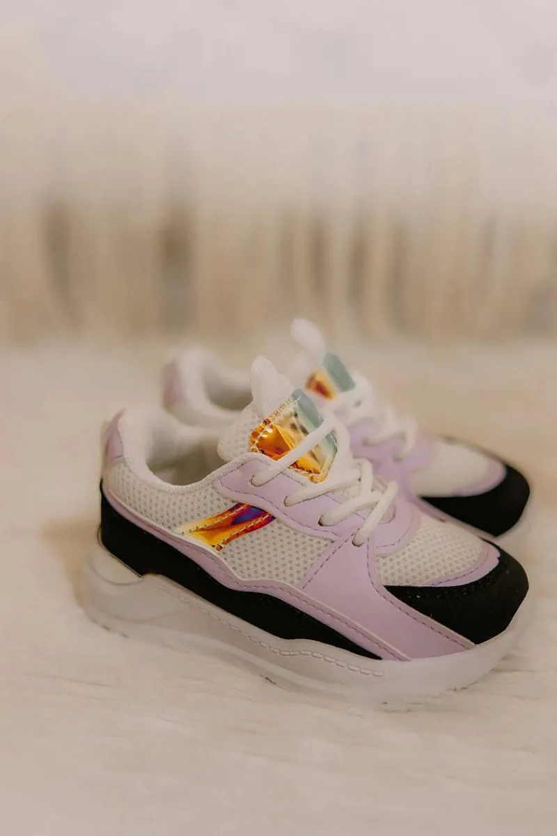 Dziecięce Sportowe Buty Sneakersy Czarno-Fioletowe Game Time Dzieci Dziewczęce