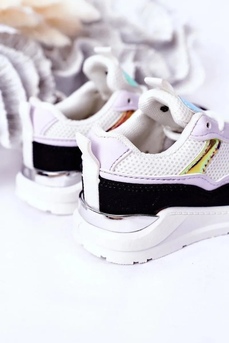 Dziecięce Sportowe Buty Sneakersy Czarno-Fioletowe Game Time Dzieci Dziewczęce