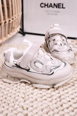 Dziecięce Sportowe Buty Sneakersy Z Przezroczystą Podeszwą Białe Bailey Dzieci Dziewczęce