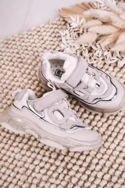 Dziecięce Sportowe Buty Sneakersy Z Przezroczystą Podeszwą Białe Bailey Dzieci Dziewczęce