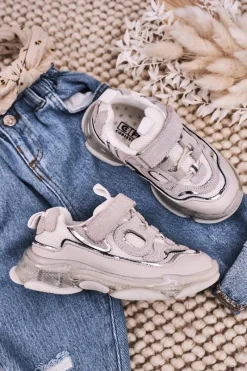 Dziecięce Sportowe Buty Sneakersy Z Przezroczystą Podeszwą Białe Bailey Dzieci Dziewczęce