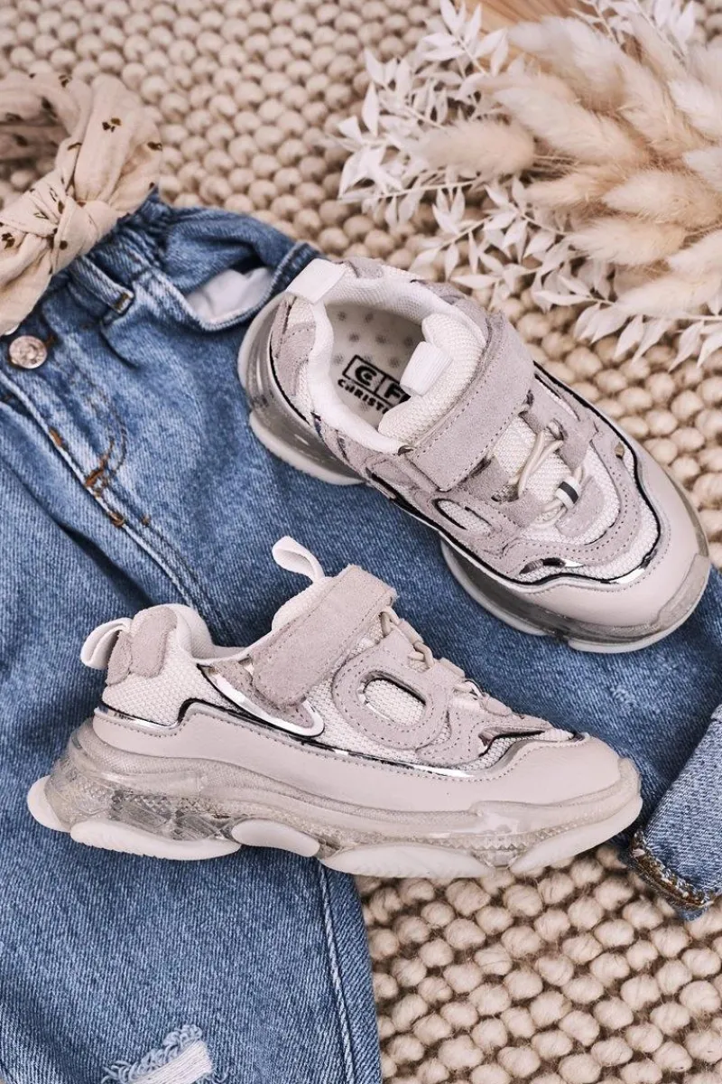 Dziecięce Sportowe Buty Sneakersy Z Przezroczystą Podeszwą Białe Bailey Dzieci Dziewczęce