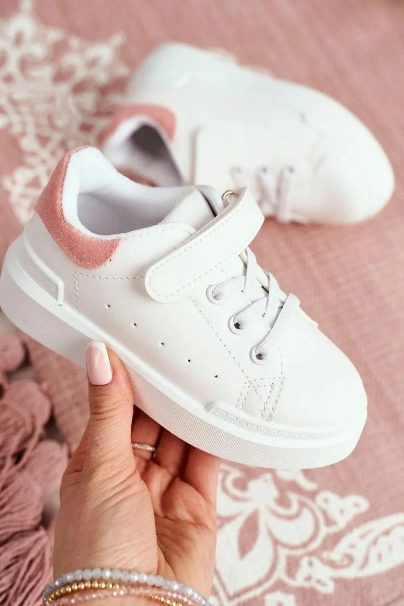 Boto Dziecięce Sportowe Buty Sneakersy Biało-Różowe Bilbo