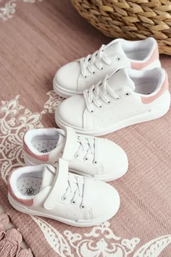 Boto Dziecięce Sportowe Buty Sneakersy Biało-Różowe Bilbo