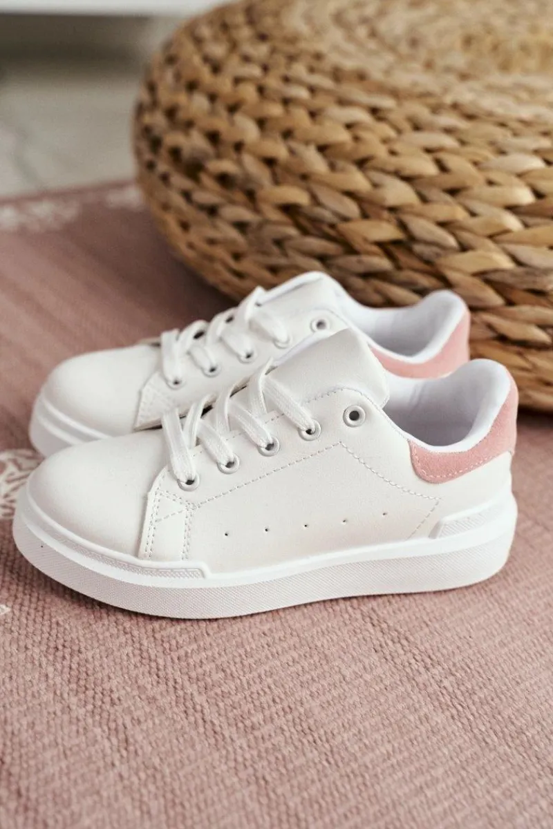 Boto Dziecięce Sportowe Buty Sneakersy Biało-Różowe Bilbo