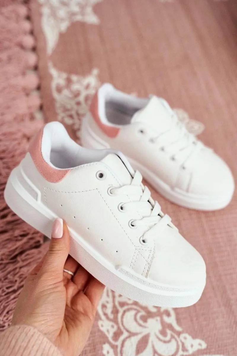 Boto Dziecięce Sportowe Buty Sneakersy Biało-Różowe Bilbo
