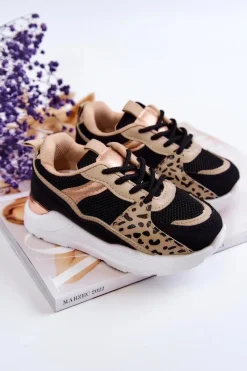 Dziewczęce>Boto Dziecięce Sportowe Buty Sneakersy Czarno-Beżowe Kizzie