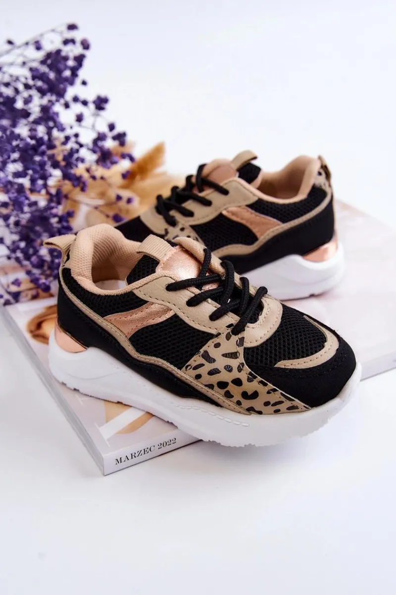 Dziewczęce>Boto Dziecięce Sportowe Buty Sneakersy Czarno-Beżowe Kizzie