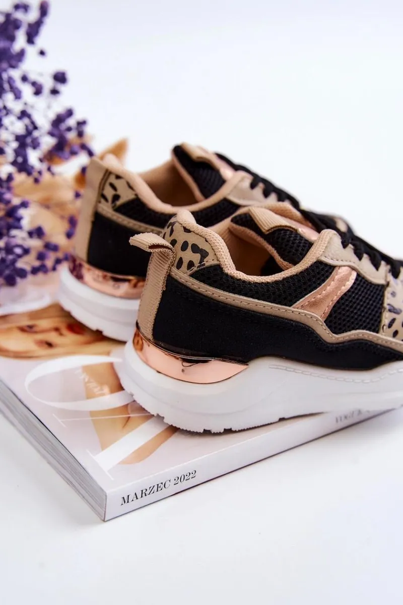 Dziewczęce>Boto Dziecięce Sportowe Buty Sneakersy Czarno-Beżowe Kizzie