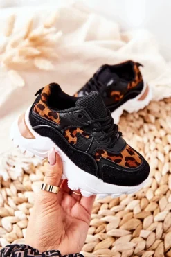 Boto Dziecięce Sportowe Buty Sneakersy Brązowo-Czarne Nila