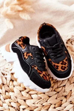 Boto Dziecięce Sportowe Buty Sneakersy Brązowo-Czarne Nila