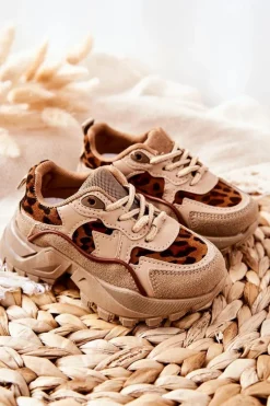 Dziewczęce>Boto Dziecięce Sportowe Buty Sneakersy Beżowo-Brązowe Nila