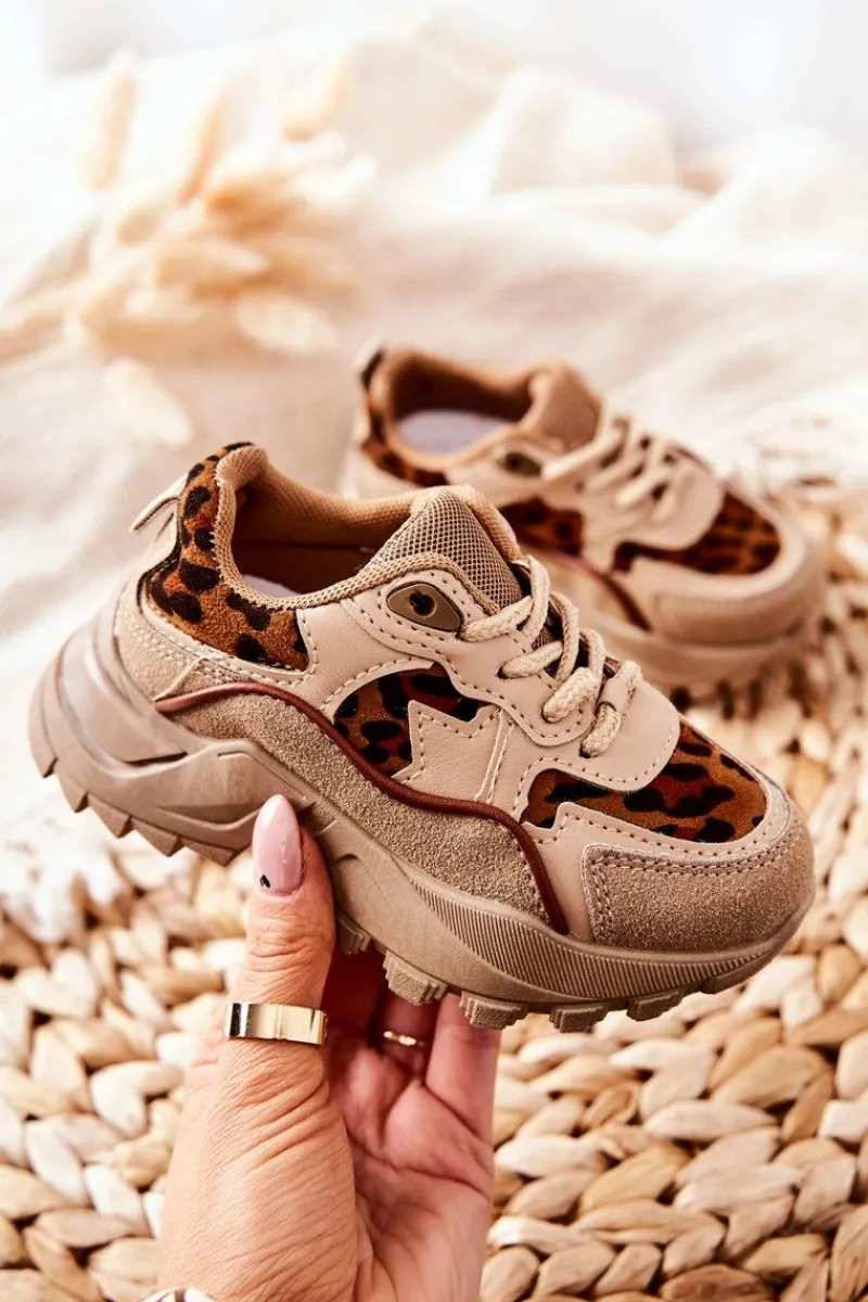 Dziewczęce>Boto Dziecięce Sportowe Buty Sneakersy Beżowo-Brązowe Nila