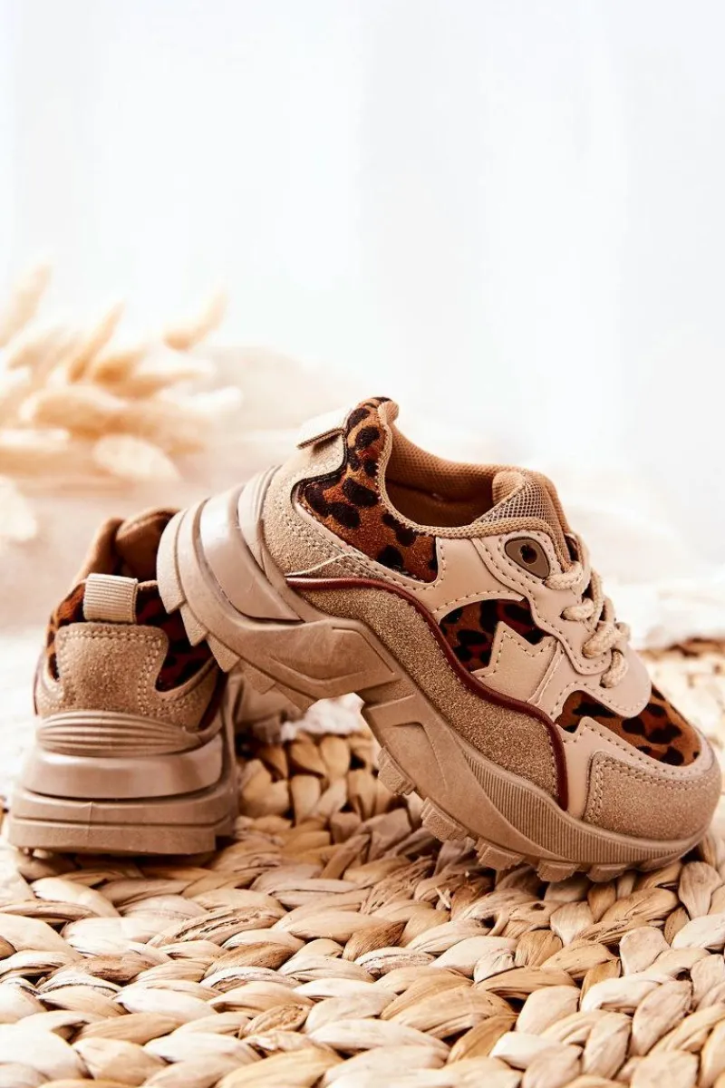 Dziewczęce>Boto Dziecięce Sportowe Buty Sneakersy Beżowo-Brązowe Nila
