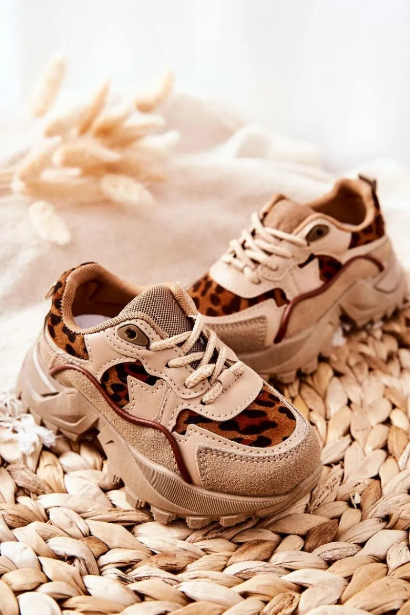 Dziewczęce>Boto Dziecięce Sportowe Buty Sneakersy Beżowo-Brązowe Nila