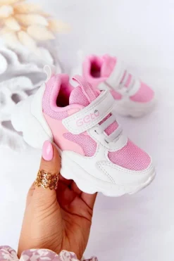 Sale Boto Dziecięce Sportowe Buty Sneakersy Biało-Różowe Sugar