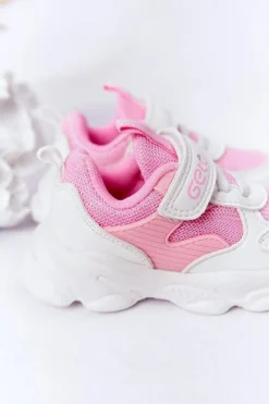 Sale Boto Dziecięce Sportowe Buty Sneakersy Biało-Różowe Sugar