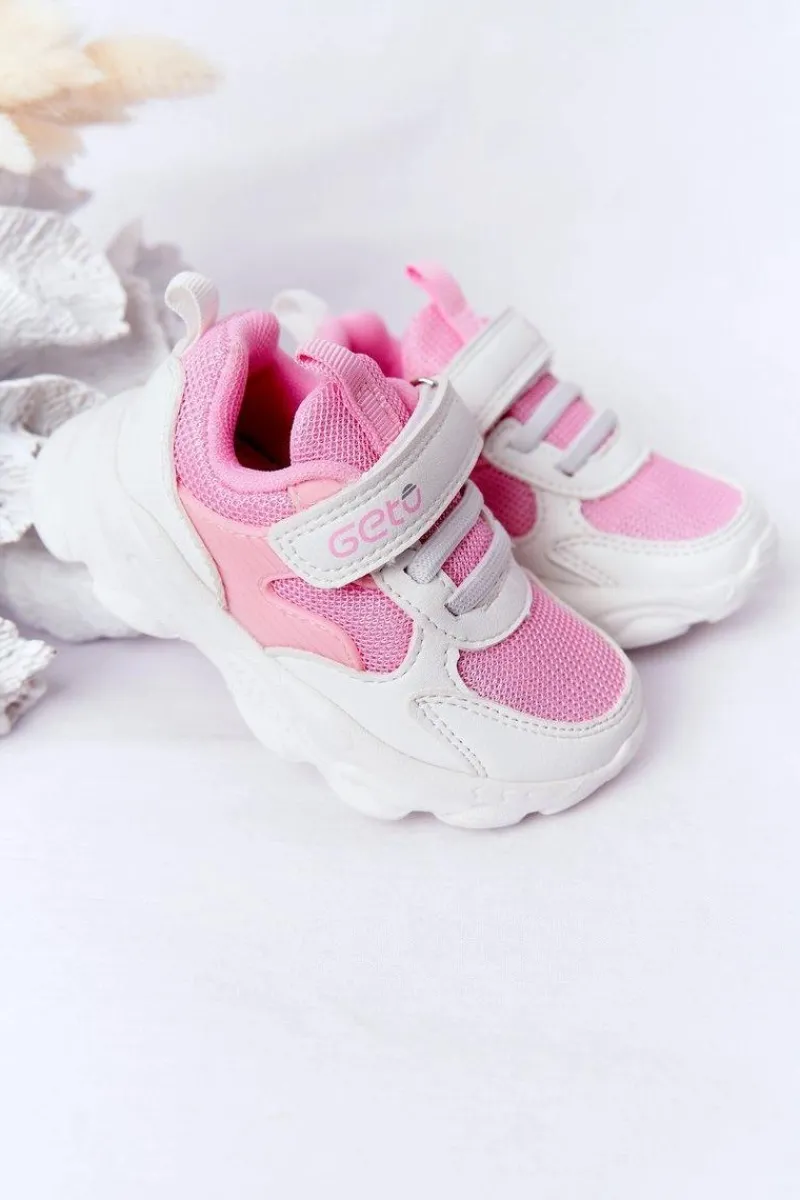 Sale Boto Dziecięce Sportowe Buty Sneakersy Biało-Różowe Sugar