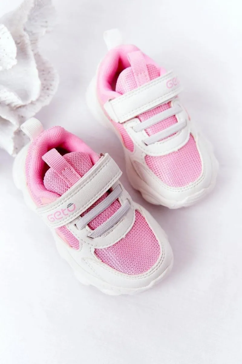 Sale Boto Dziecięce Sportowe Buty Sneakersy Biało-Różowe Sugar