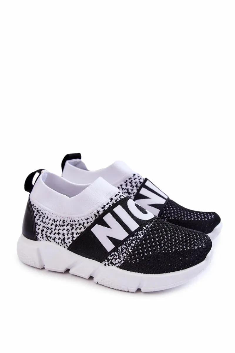 Chłopięce|Dziewczęce>Evento Dziecięce Sportowe Buty Wsuwane Czarno-Białe Cobby