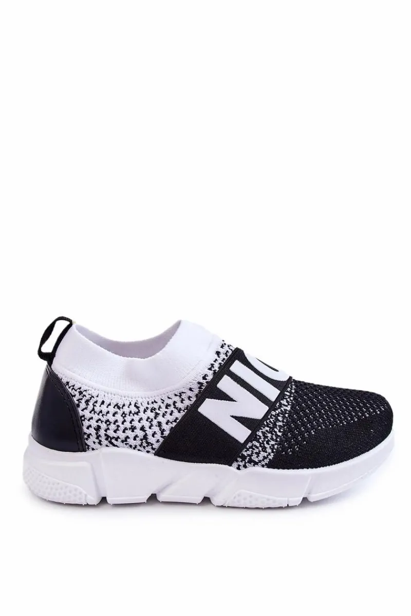 Chłopięce|Dziewczęce>Evento Dziecięce Sportowe Buty Wsuwane Czarno-Białe Cobby