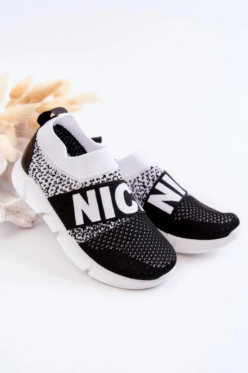 Chłopięce|Dziewczęce>Evento Dziecięce Sportowe Buty Wsuwane Czarno-Białe Cobby