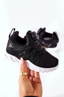 Hot Boto Dziecięce Sportowe Buty Z Pokrętłem ABCKIDS Czarne