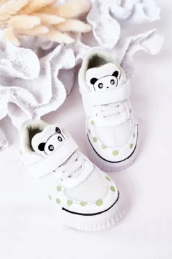 New Dziecięce Sportowe Buty Z Pandą Biało-Zielone Chico Dzieci Chłopięce|Dziewczęce