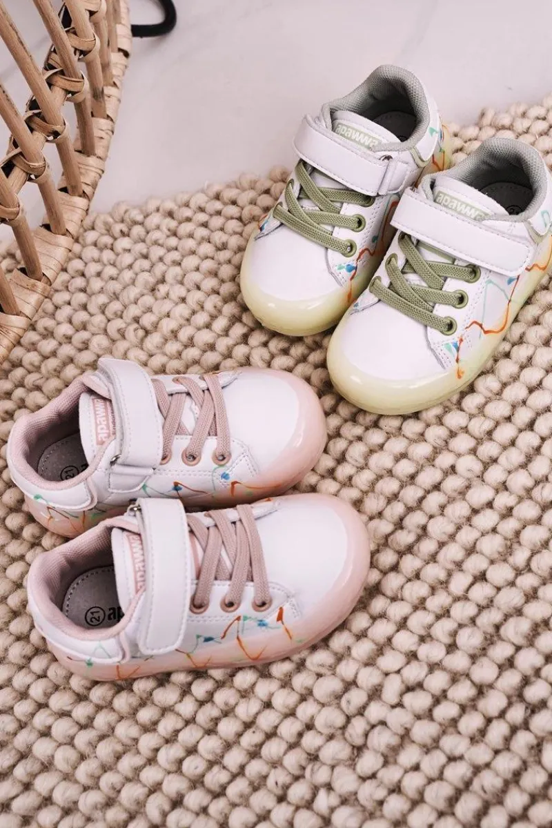 Outlet Boto Dziecięce Sportowe Buty Ze Świecącą Podeszwą LED Biało-Różowe Disco