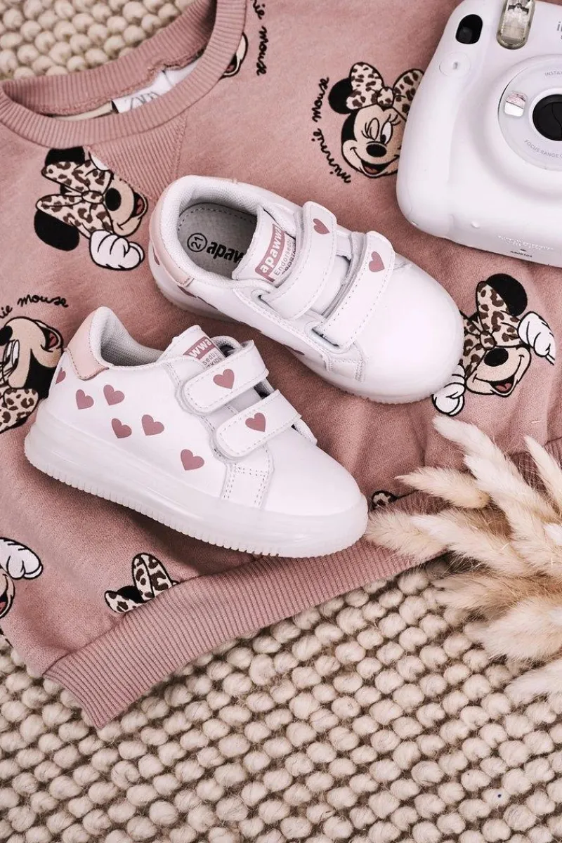 Online Dziecięce Sportowe Buty Ze Świecącą Podeszwą LED Biało-Różowe Boomer Dzieci Dziewczęce