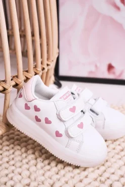 Online Dziecięce Sportowe Buty Ze Świecącą Podeszwą LED Biało-Różowe Boomer Dzieci Dziewczęce