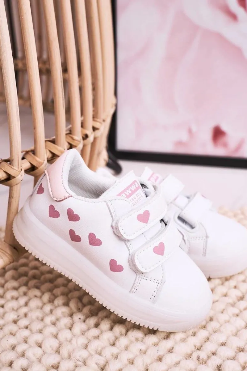 Online Dziecięce Sportowe Buty Ze Świecącą Podeszwą LED Biało-Różowe Boomer Dzieci Dziewczęce