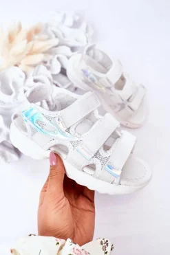 Outlet Boto Dziecięce Sportowe Sandały Na Rzepy Białe Flyn