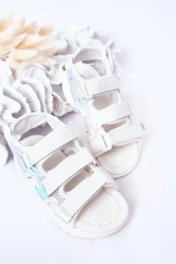 Outlet Boto Dziecięce Sportowe Sandały Na Rzepy Białe Flyn