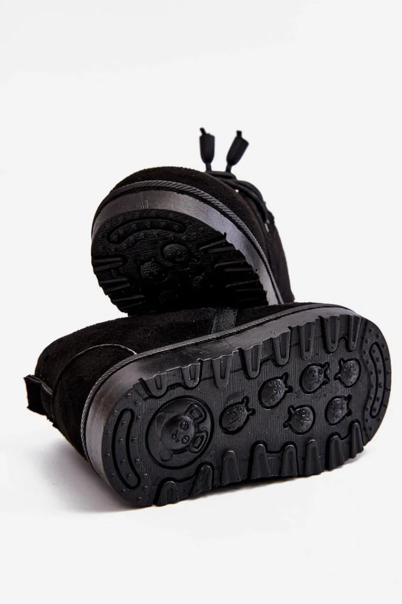 Chłopięce>Boto Dziecięce Sznurowane Śniegowce Ocieplone Futerkiem Czarne Hunter Czarny