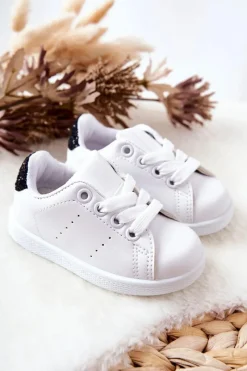New Dziecięce Tenisówki Biało-Czarne Glossy Dzieci Dziewczęce|Back To School