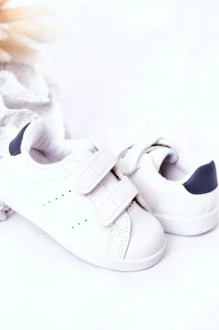 Sale Dziecięce Tenisówki Na Rzepy Biało-Granatowe California Dzieci Chłopięce|Dziewczęce